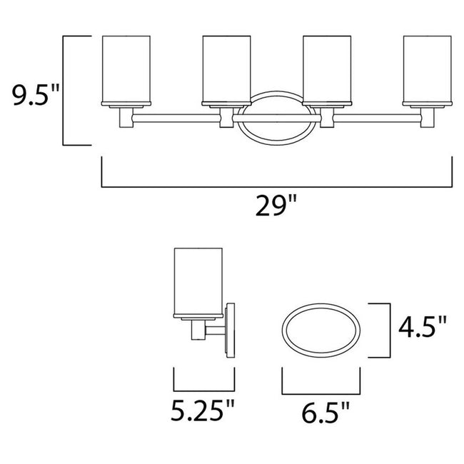 Maxim 9054SWSN - Cylinder 4 Light 29" Vanity Light