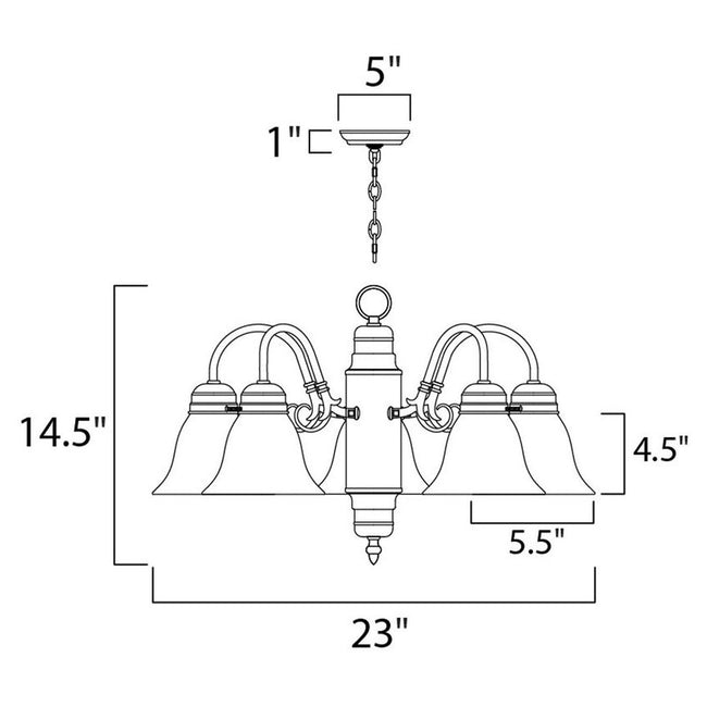 Maxim 91197MRSN - Builder Basics 5 Light 23" Chandelier