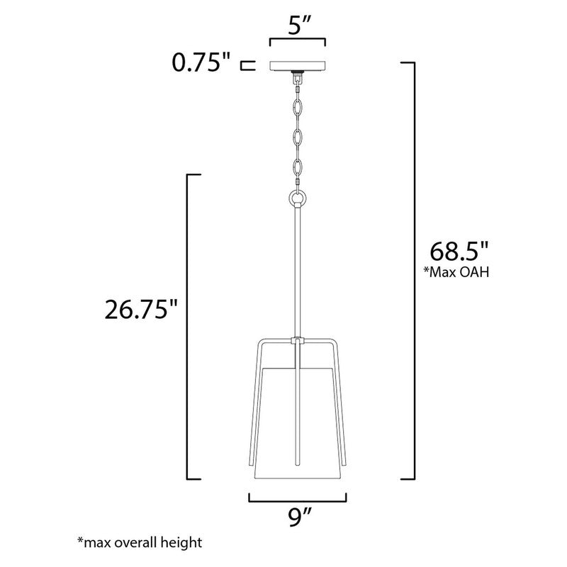 Maxim 10198BROI - Pitchfork 1 Light 27" Pendant