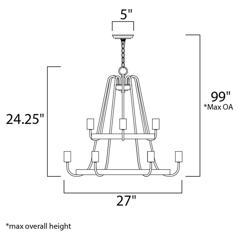 Maxim 11737BKSN - Haven 9 Light 27" Chandelier