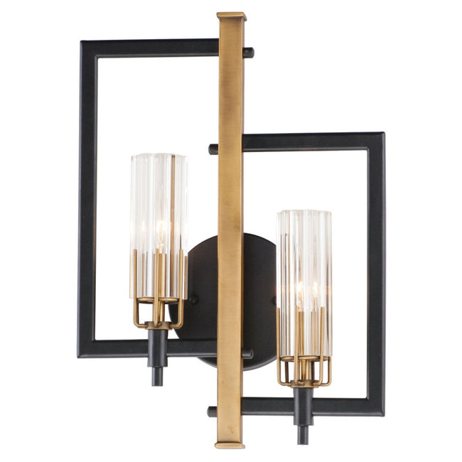 Maxim 16115CLBKAB - Flambeau 2 Light 18" Wall Sconce
