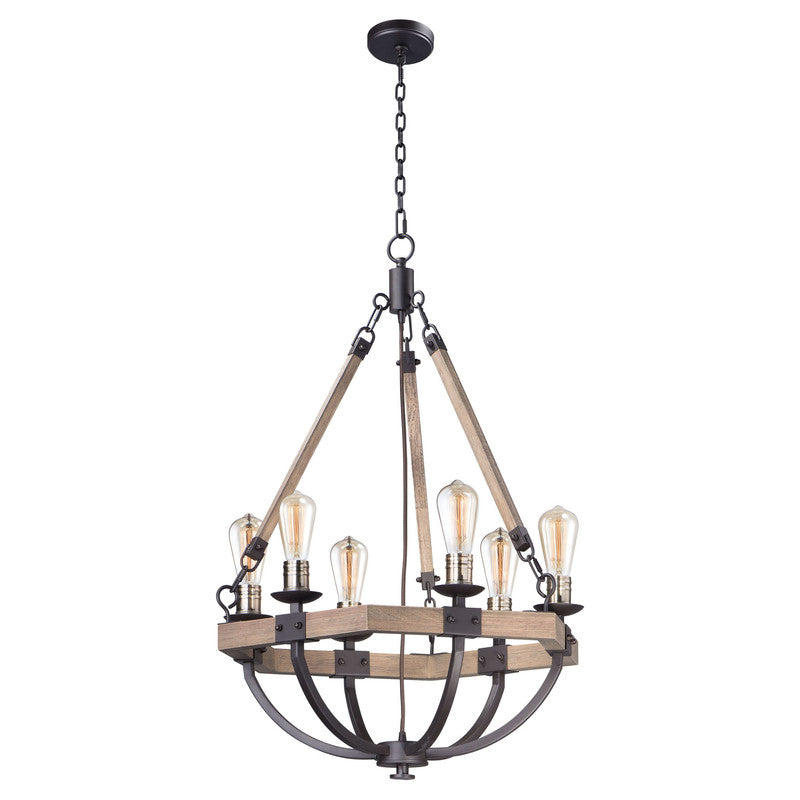 Maxim 20335WOBZ - Lodge 6 Light 34" Chandelier