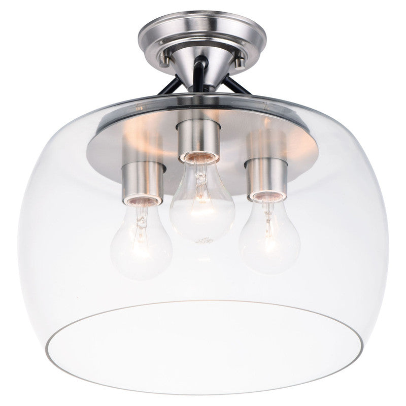 Maxim 26130CLBKSN - Goblet 3 Light 14" Semi Flush Ceiling Light