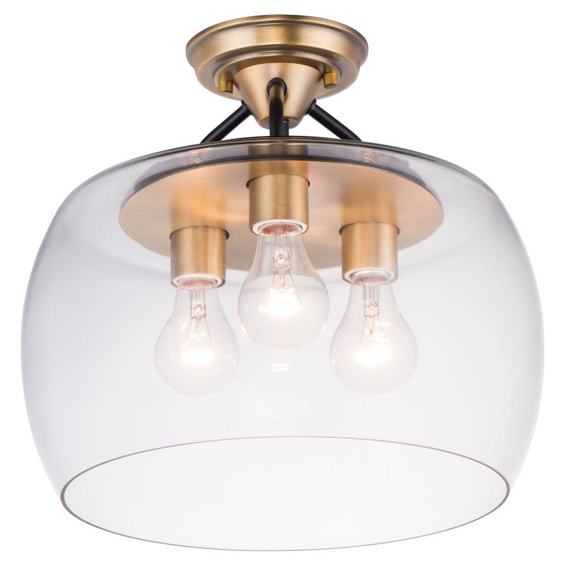 Maxim 26130CLBKSN - Goblet 3 Light 14" Semi Flush Ceiling Light