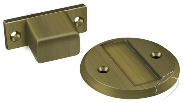 MDHF25U5 Magnetic Door Holder Flush 2-1/2" Diameter; Antique Brass Finish