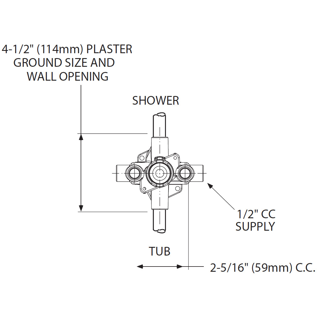 2570 - M-Pact Posi-Temp Pressure Balancing Rough-in Valve with Stops - 1/2" CC with Stops