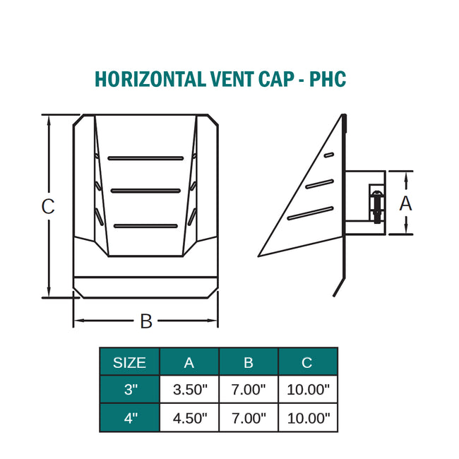 4PHC - Biomass / Pellet Horizontal Vent Cap - 4"