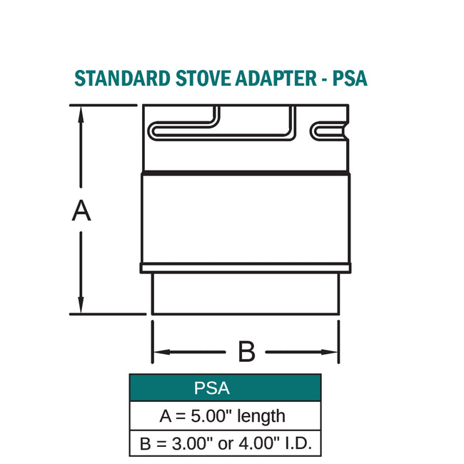 3PSA - Biomass / Pellet Standard Stove Adapter - 3"