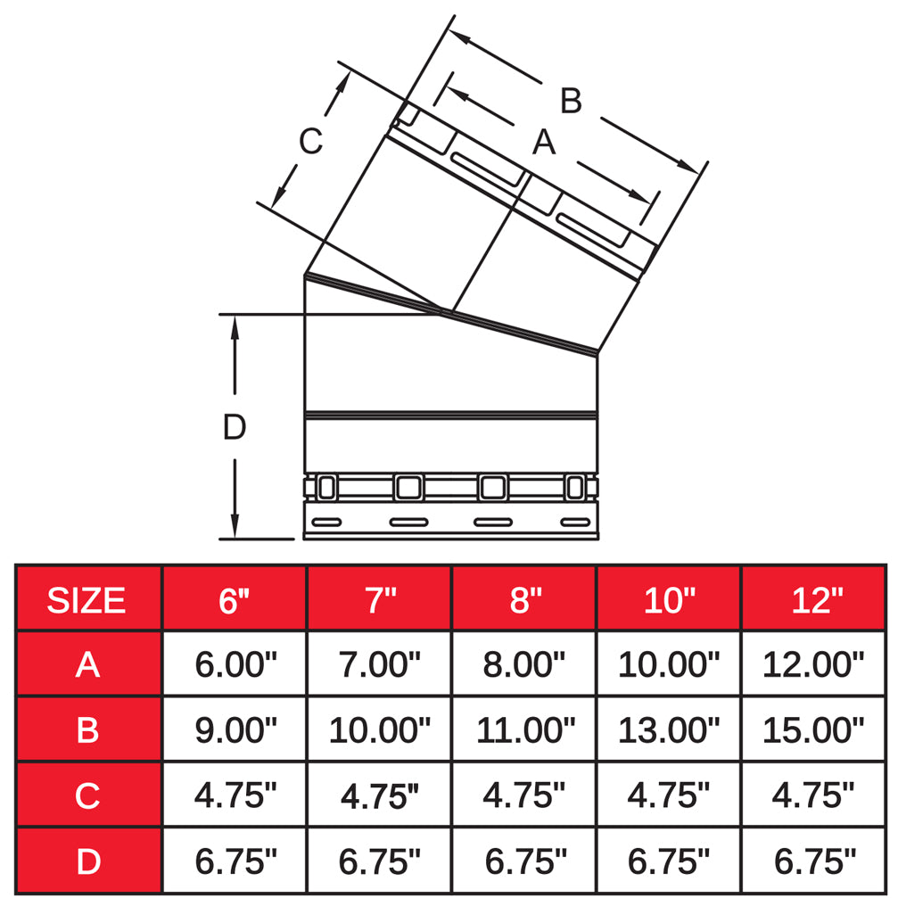 8TGGA30 - 8" Temp Guard Chimney Pipe - 30 Degree Angle