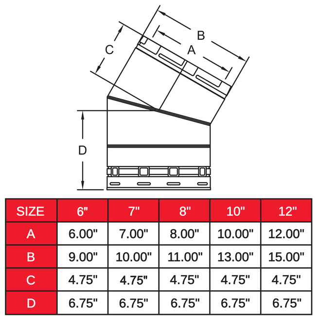 8TGGA30 - 8" Temp Guard Chimney Pipe - 30 Degree Angle