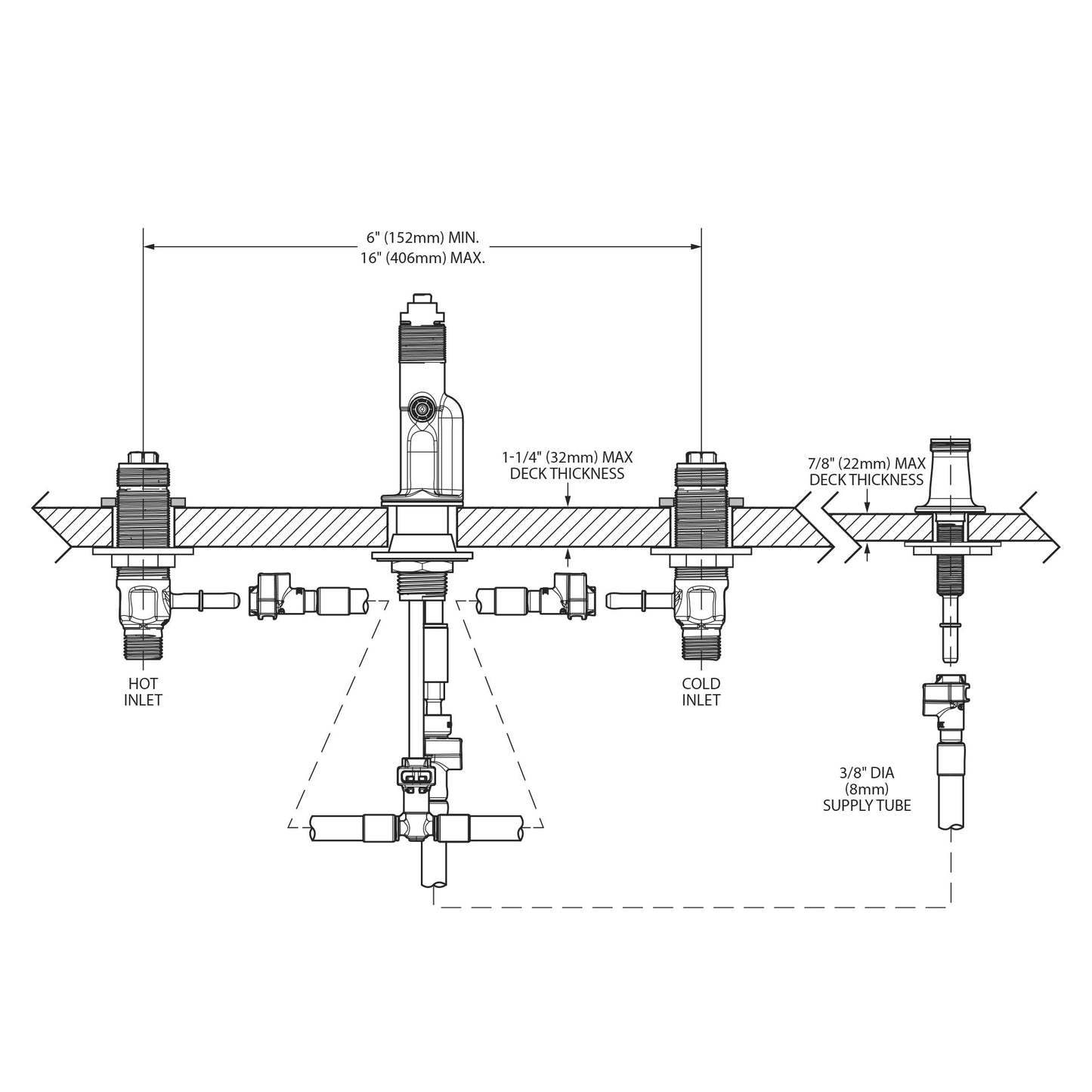 9265 - M-Pact Bidet Valve 8" - 16" Center 1/2" IPS Connection