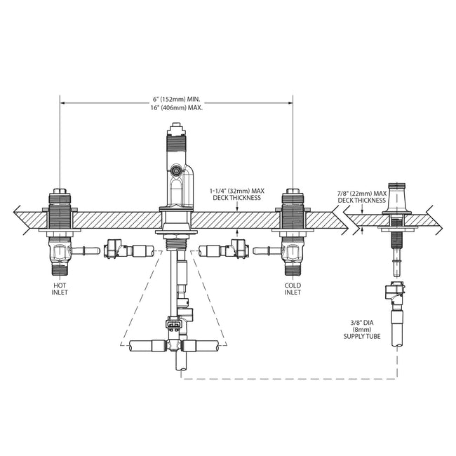 9265 - M-Pact Bidet Valve 8" - 16" Center 1/2" IPS Connection