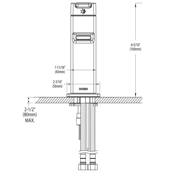 Moen S6700BN - 90 Degree One-Handle Bathroom Faucet with Drain Assembly in Brushed Nickel