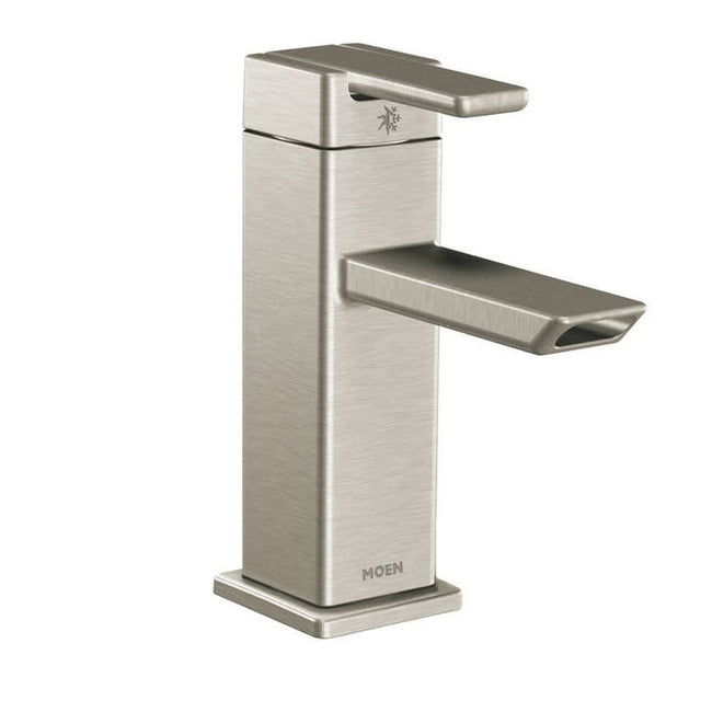 Moen S6700BN - 90 Degree One-Handle Bathroom Faucet with Drain Assembly in Brushed Nickel