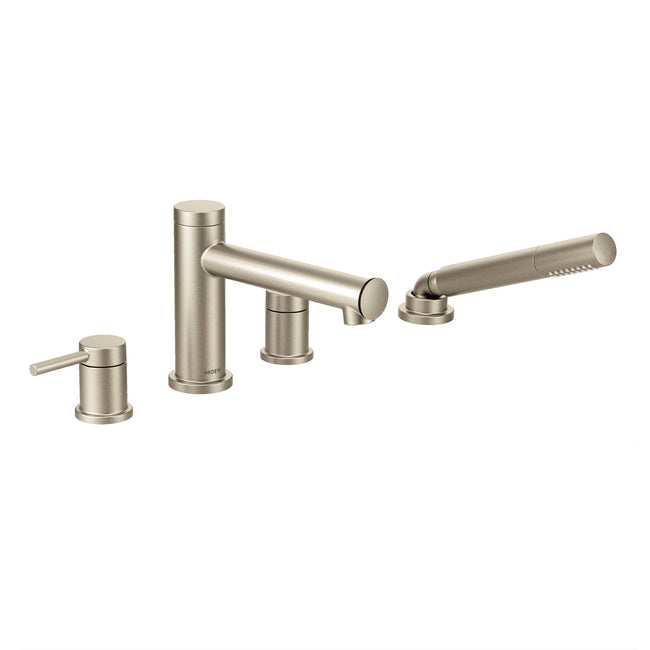 Align Brushed Nickel Two-Handle Diverter Roman Tub Faucet Including Handheld Shower