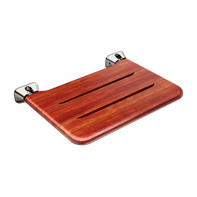 Mr. Steam MSWSEAT - Folding Teak Shower Seat in Polished Nickel
