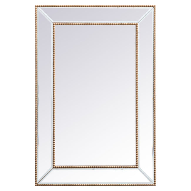MR32436G Iris 36" x 24" Beaded Frame Mirror in Antique Gold