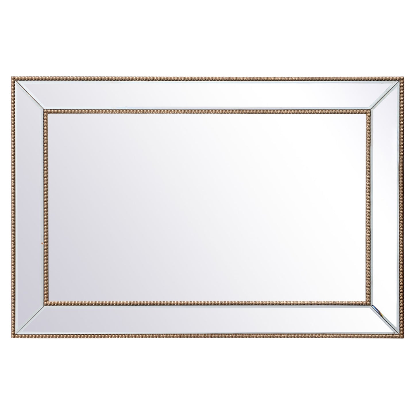 MR32842G Iris 42" x 28" Beaded Frame Mirror in Antique Gold