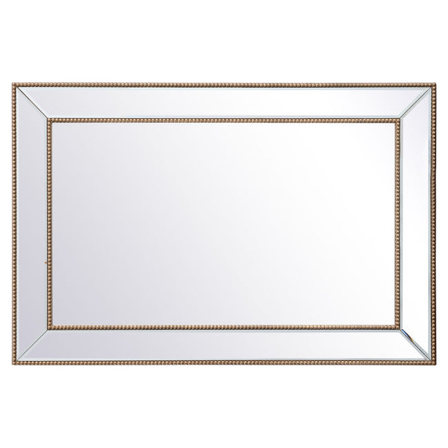 MR32842G Iris 42" x 28" Beaded Frame Mirror in Antique Gold