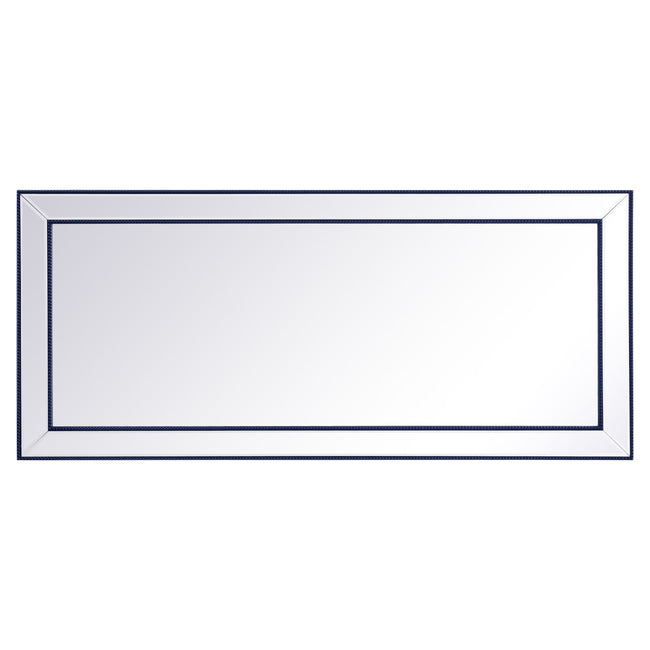 MR33272BL Iris 72" x 32" Beaded Frame Mirror in Blue