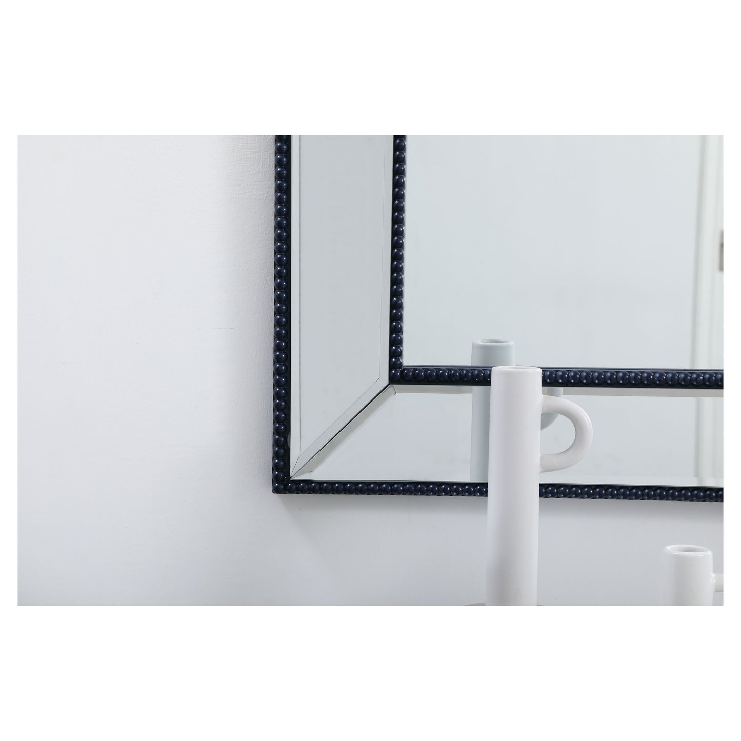 MR33272BL Iris 72" x 32" Beaded Frame Mirror in Blue