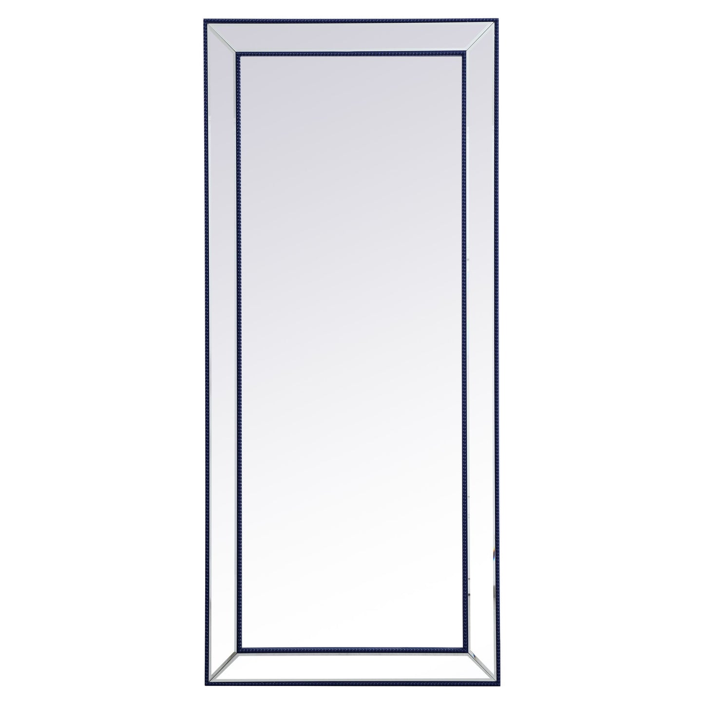 MR33272BL Iris 72" x 32" Beaded Frame Mirror in Blue
