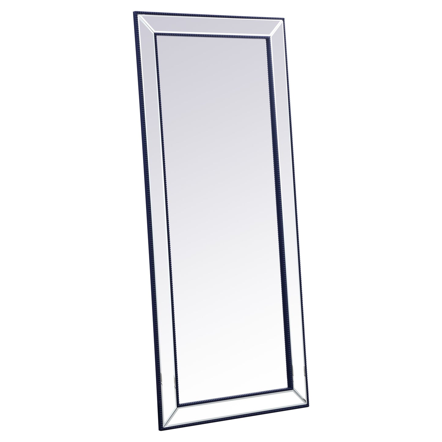 MR33272BL Iris 72" x 32" Beaded Frame Mirror in Blue