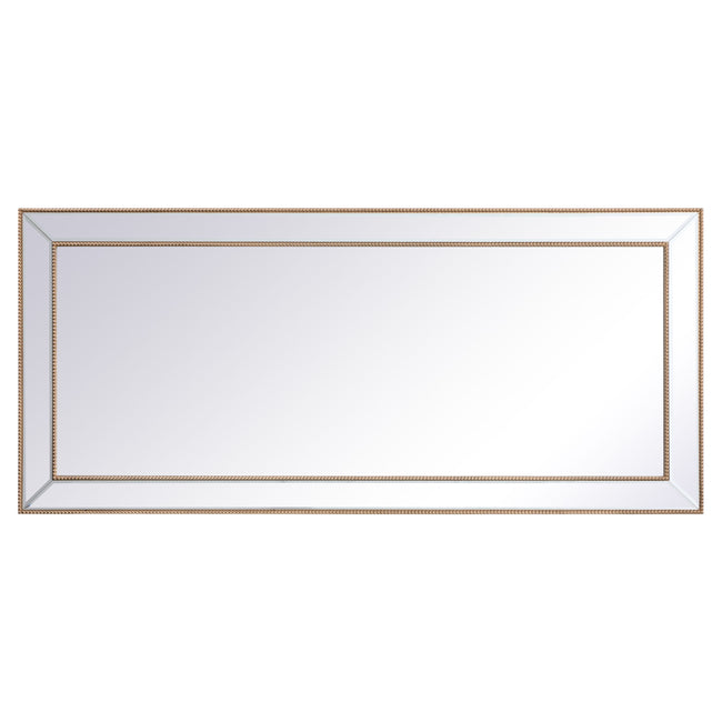 MR33272G Iris 72" x 32" Beaded Frame Mirror in Antique Gold