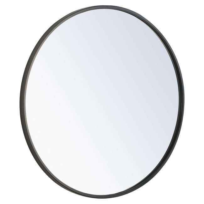 MR4031BK Eternity 24" x 24" Metal Framed Round Mirror in Black