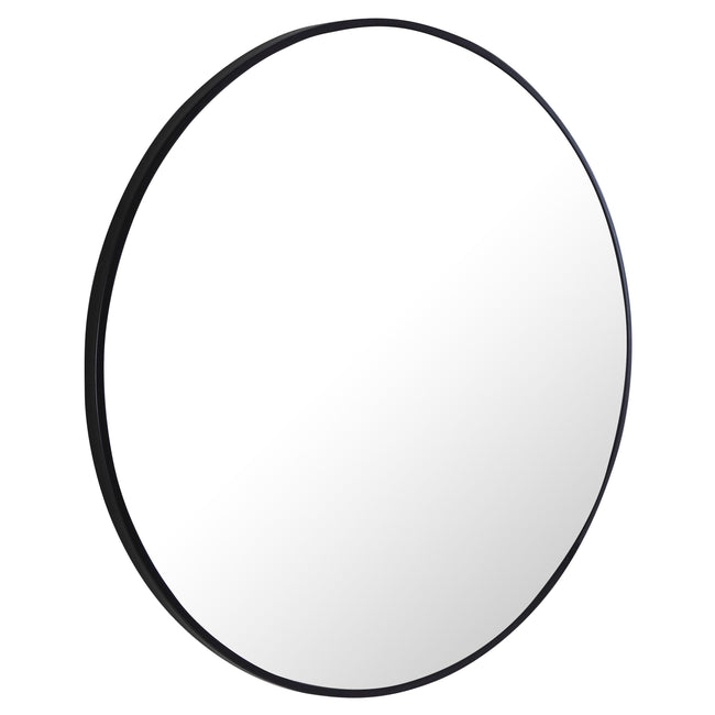 MR4034BK Eternity 28" x 28" Metal Framed Round Mirror in Black