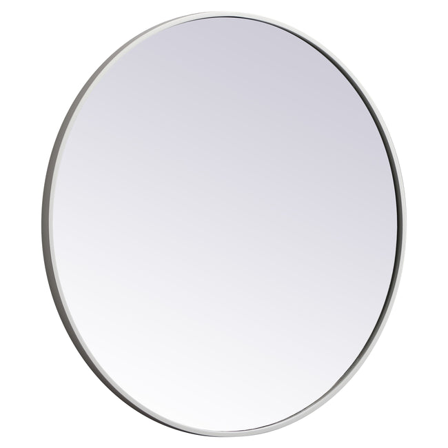 MR4034WH Eternity 28" x 28" Metal Framed Round Mirror in White