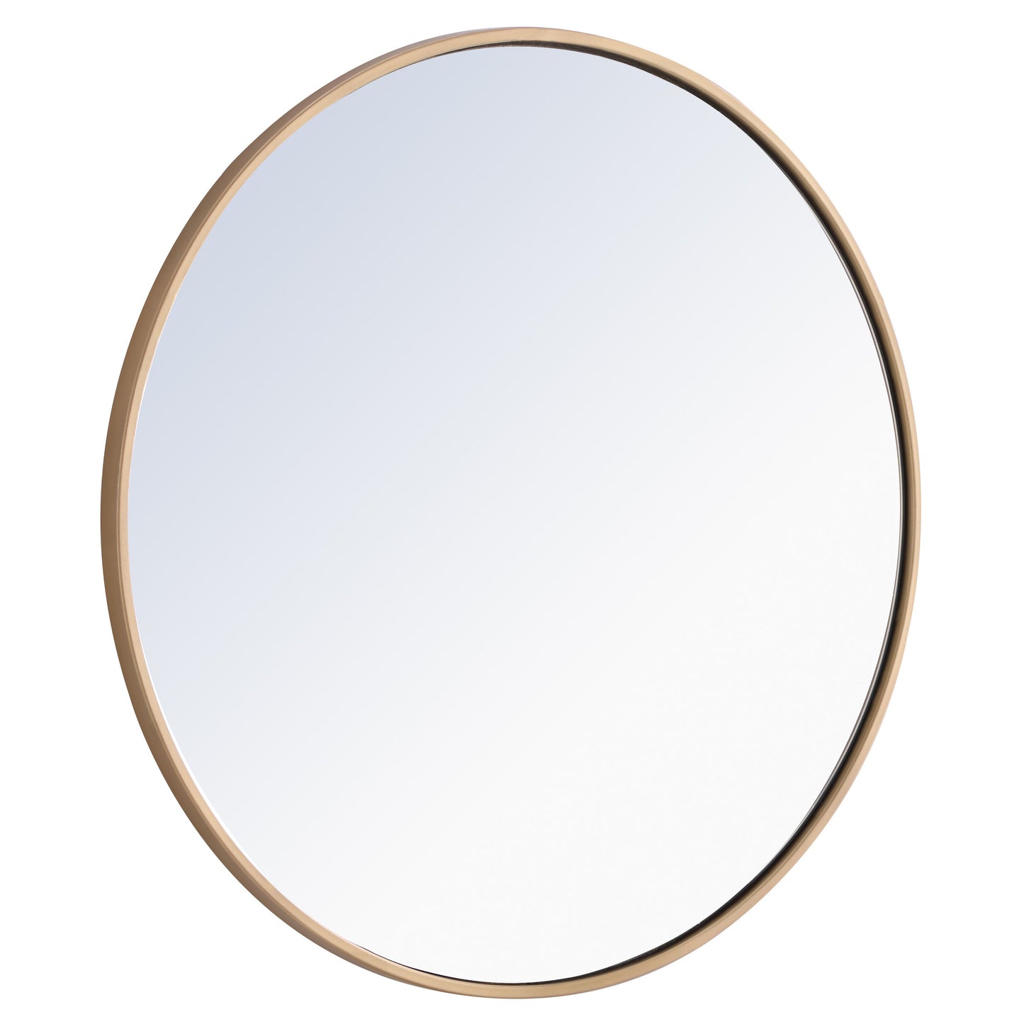 MR4035BR Eternity 28" x 28" Metal Framed Round Mirror in Brass