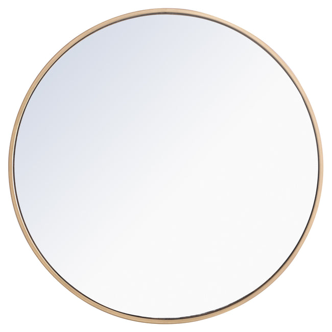 MR4035BR Eternity 28" x 28" Metal Framed Round Mirror in Brass