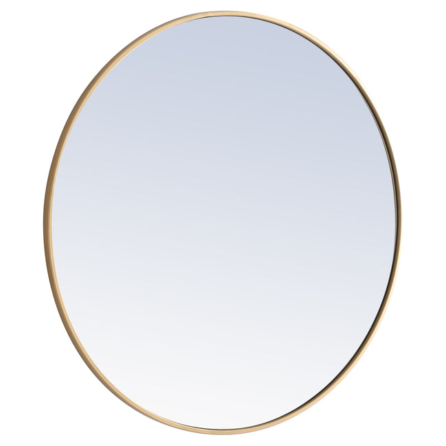 MR4042BR Eternity 36" x 36" Metal Framed Round Mirror in Brass