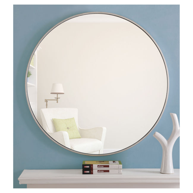 MR4043S Eternity 36" x 36" Metal Framed Round Mirror in Silver