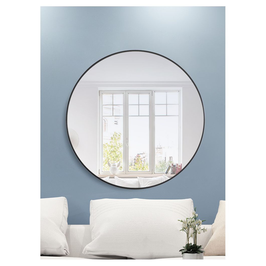 MR4044BK Eternity 42" x 42" Metal Framed Round Mirror in Black