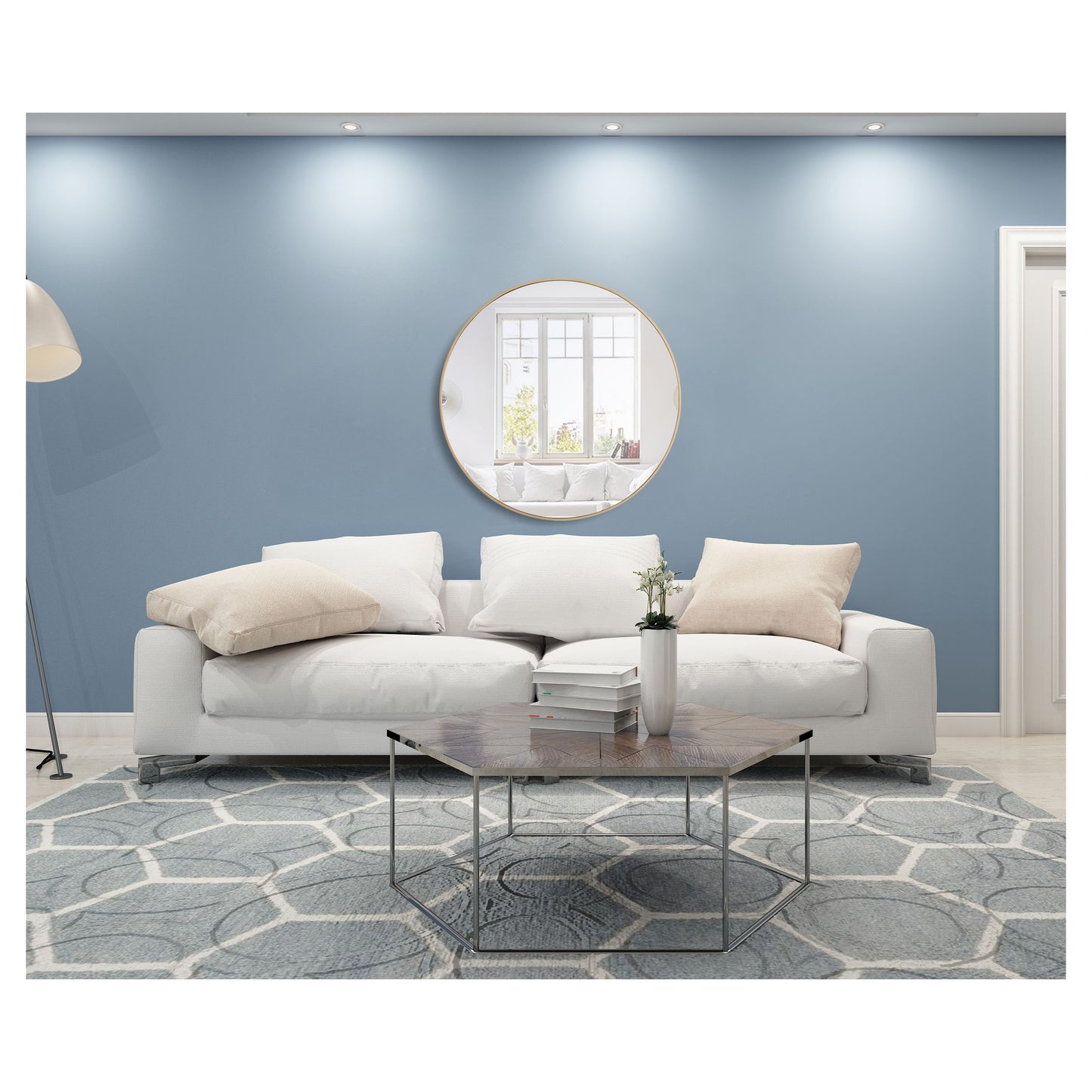 MR4045BR Eternity 42" x 42" Metal Framed Round Mirror in Brass