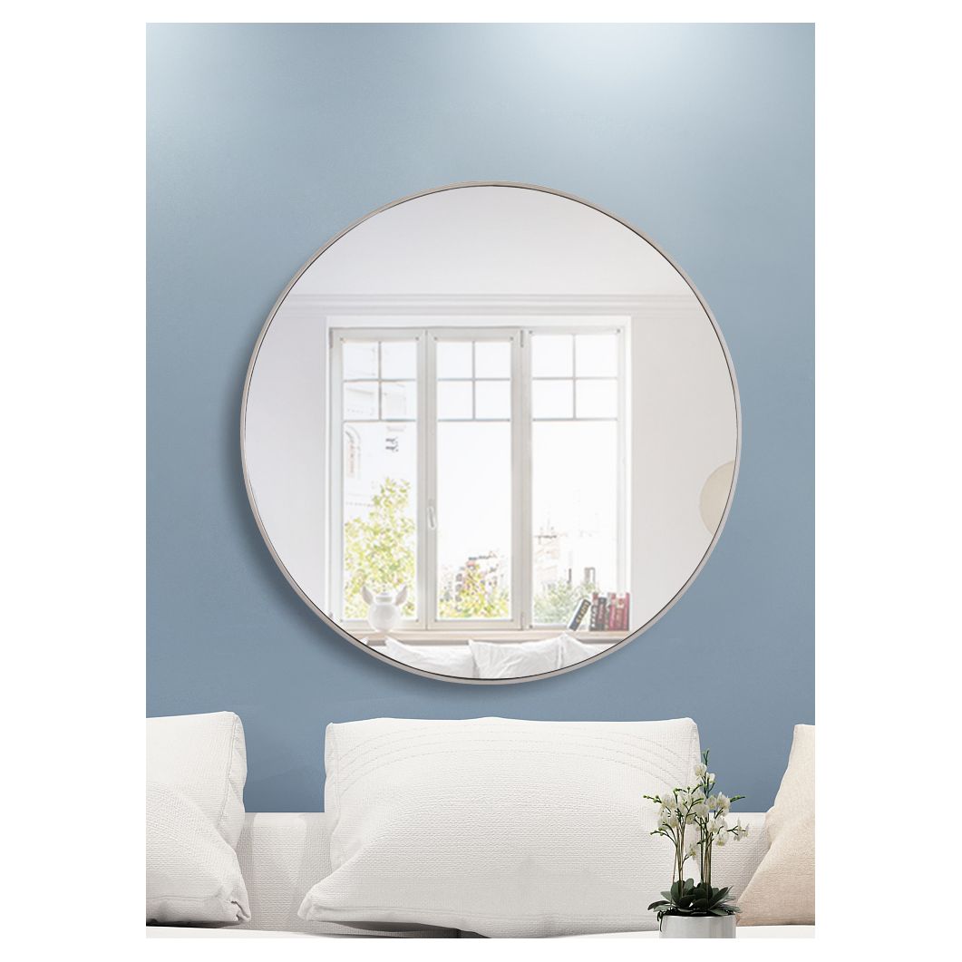 MR4046S Eternity 42" x 42" Metal Framed Round Mirror in Silver
