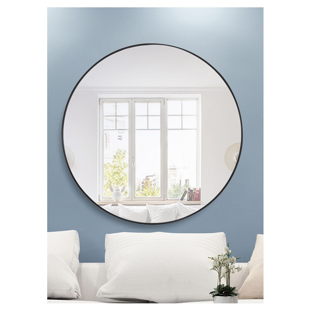 MR4047BK Eternity 48" x 48" Metal Framed Round Mirror in Black