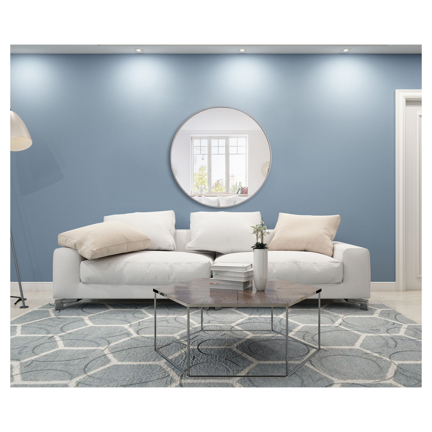 MR4049S Eternity 48" x 48" Metal Framed Round Mirror in Silver