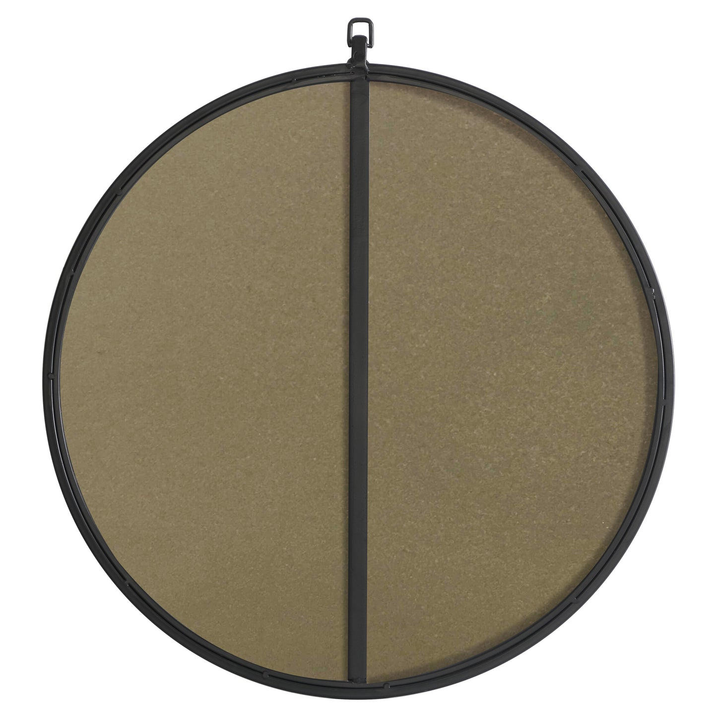 MR4051BK Rowan 24" x 24" Metal Framed Round Mirror with Decorative Hook in Black