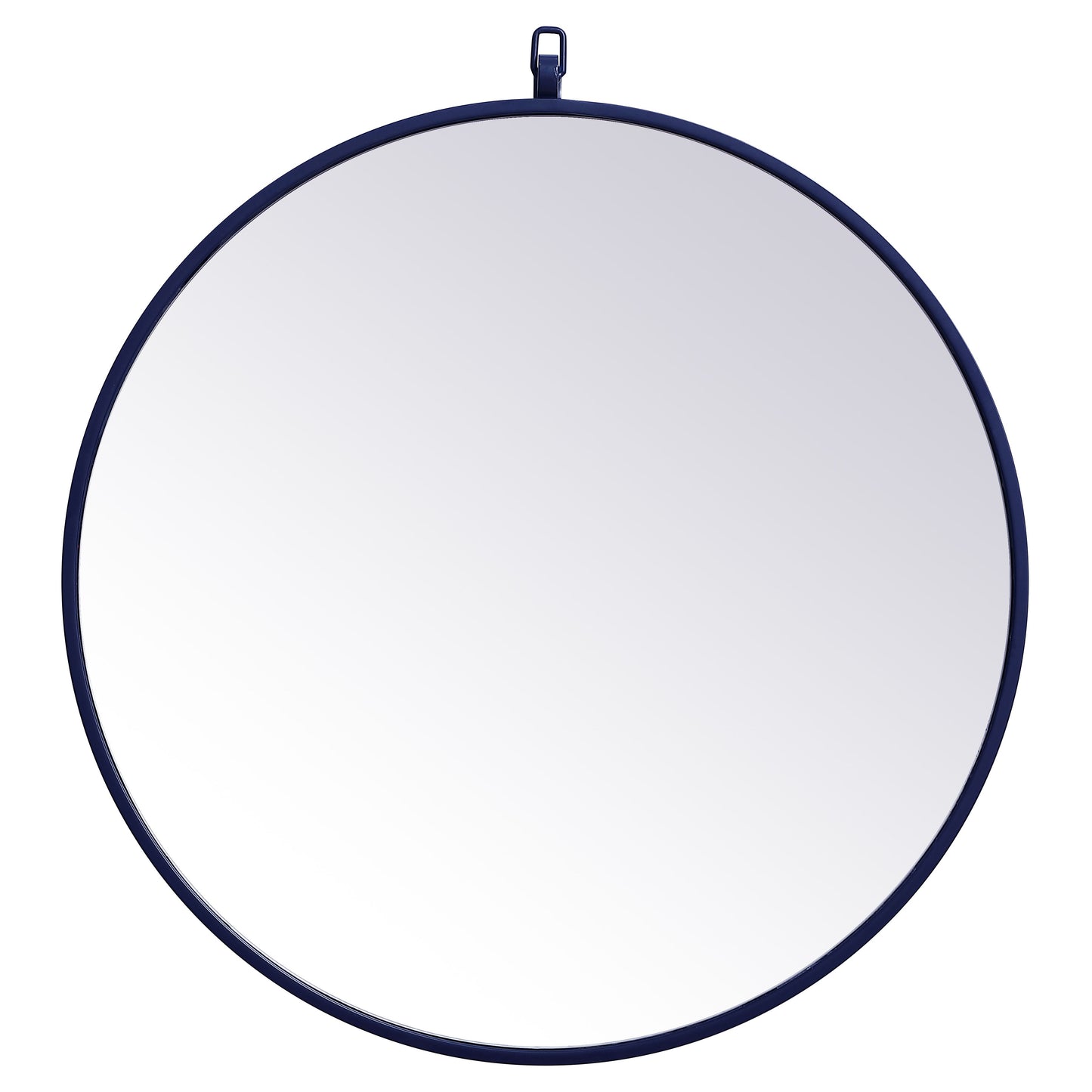 MR4051BL Rowan 24" x 24" Metal Framed Round Mirror with Decorative Hook in Blue