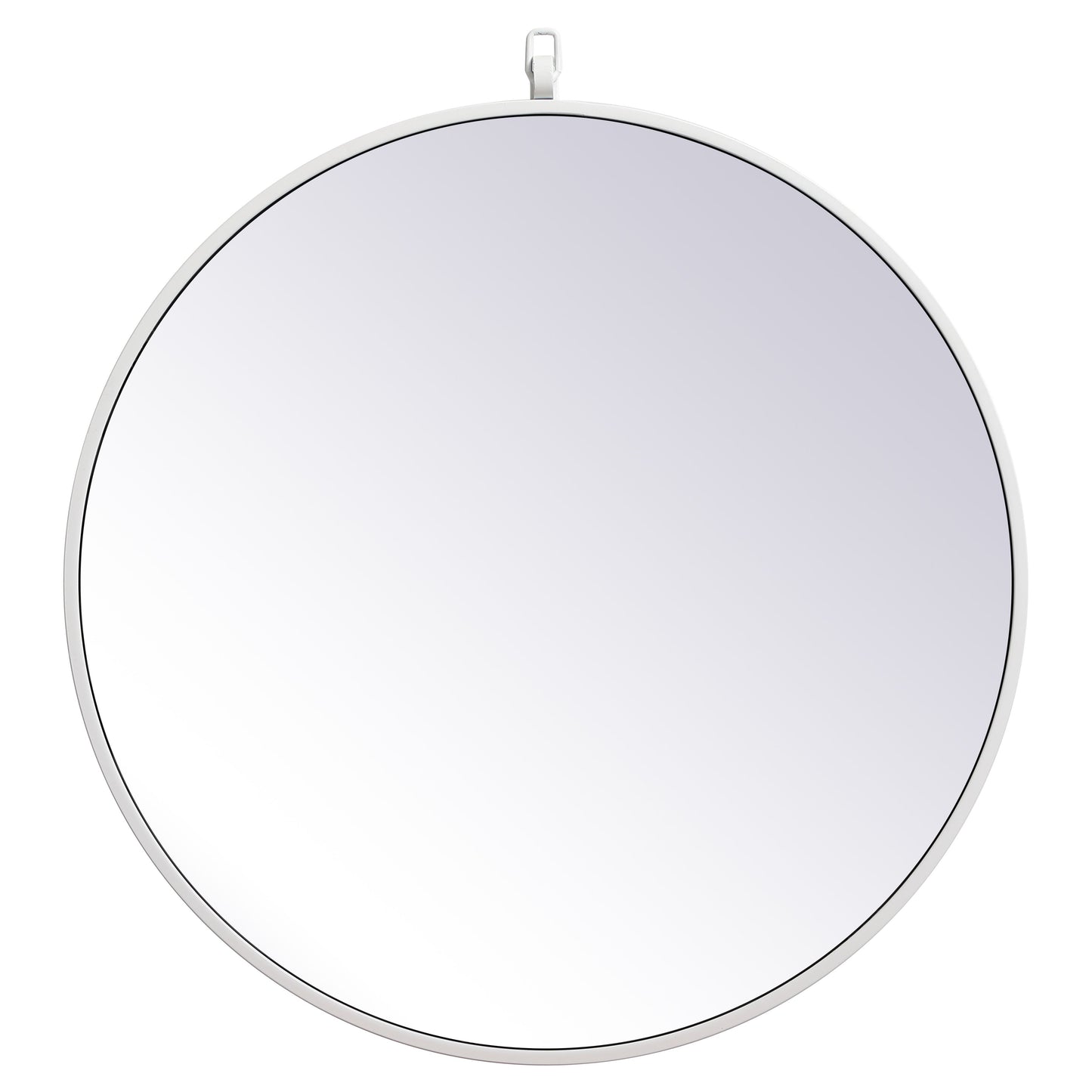 MR4051WH Rowan 24" x 24" Metal Framed Round Mirror with Decorative Hook in White