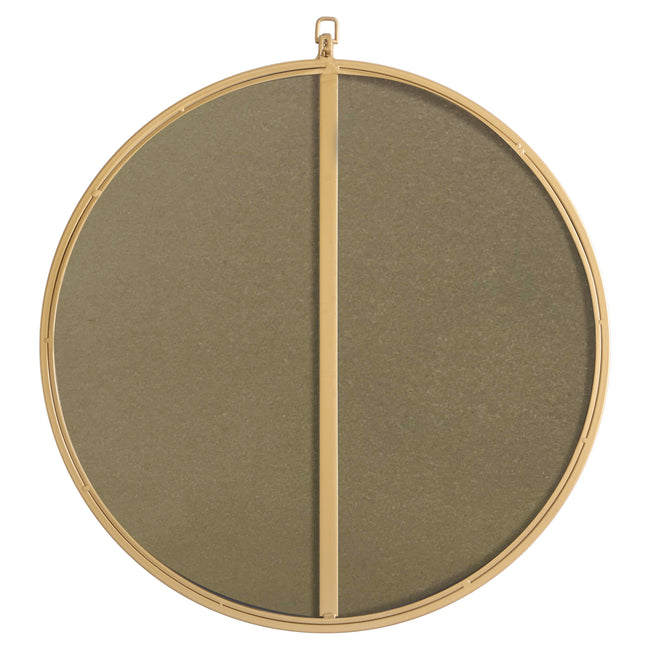 MR4052BR Rowan 24" x 24" Metal Framed Round Mirror with Decorative Hook in Brass