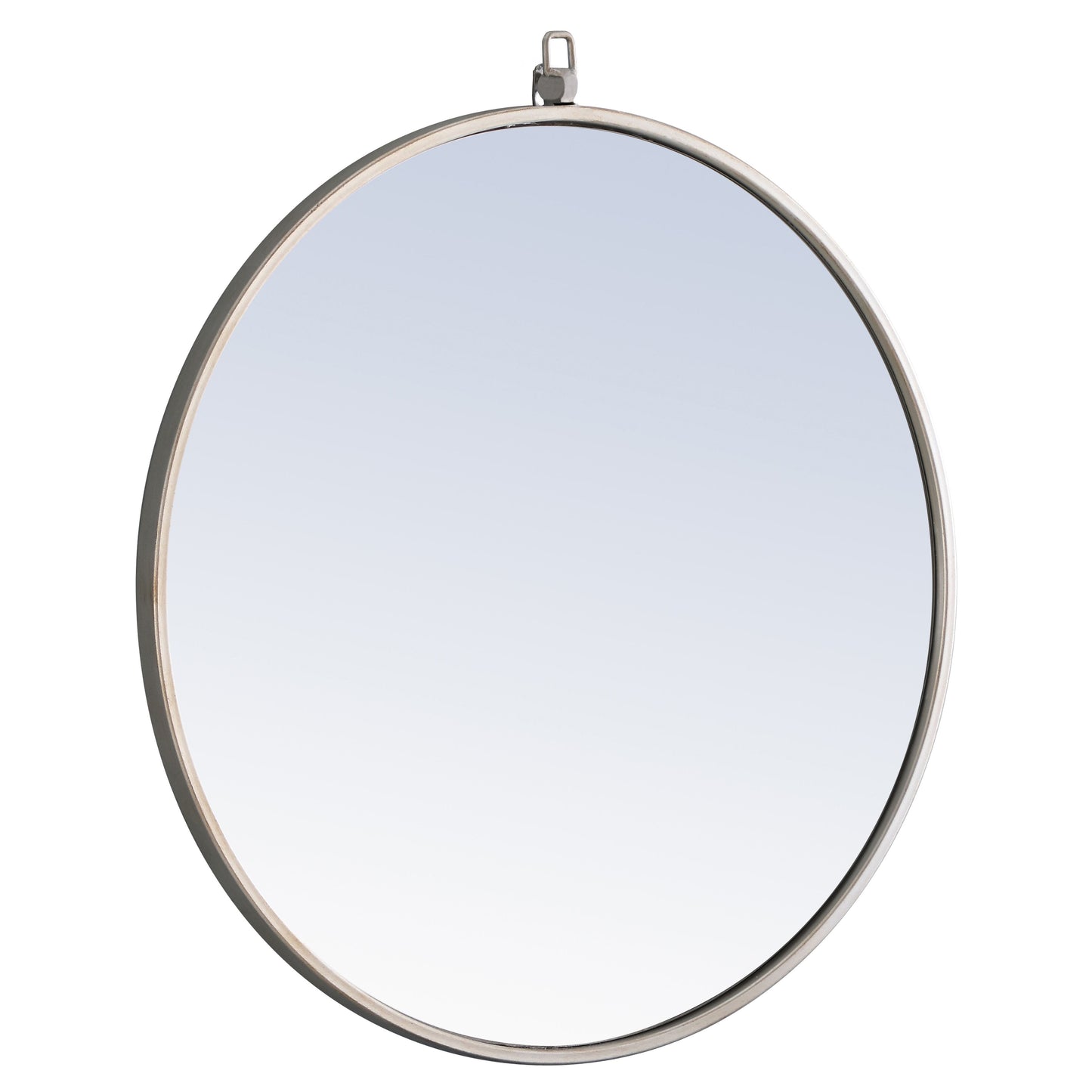 MR4053S Rowan 24" x 24" Metal Framed Round Mirror with Decorative Hook in Silver