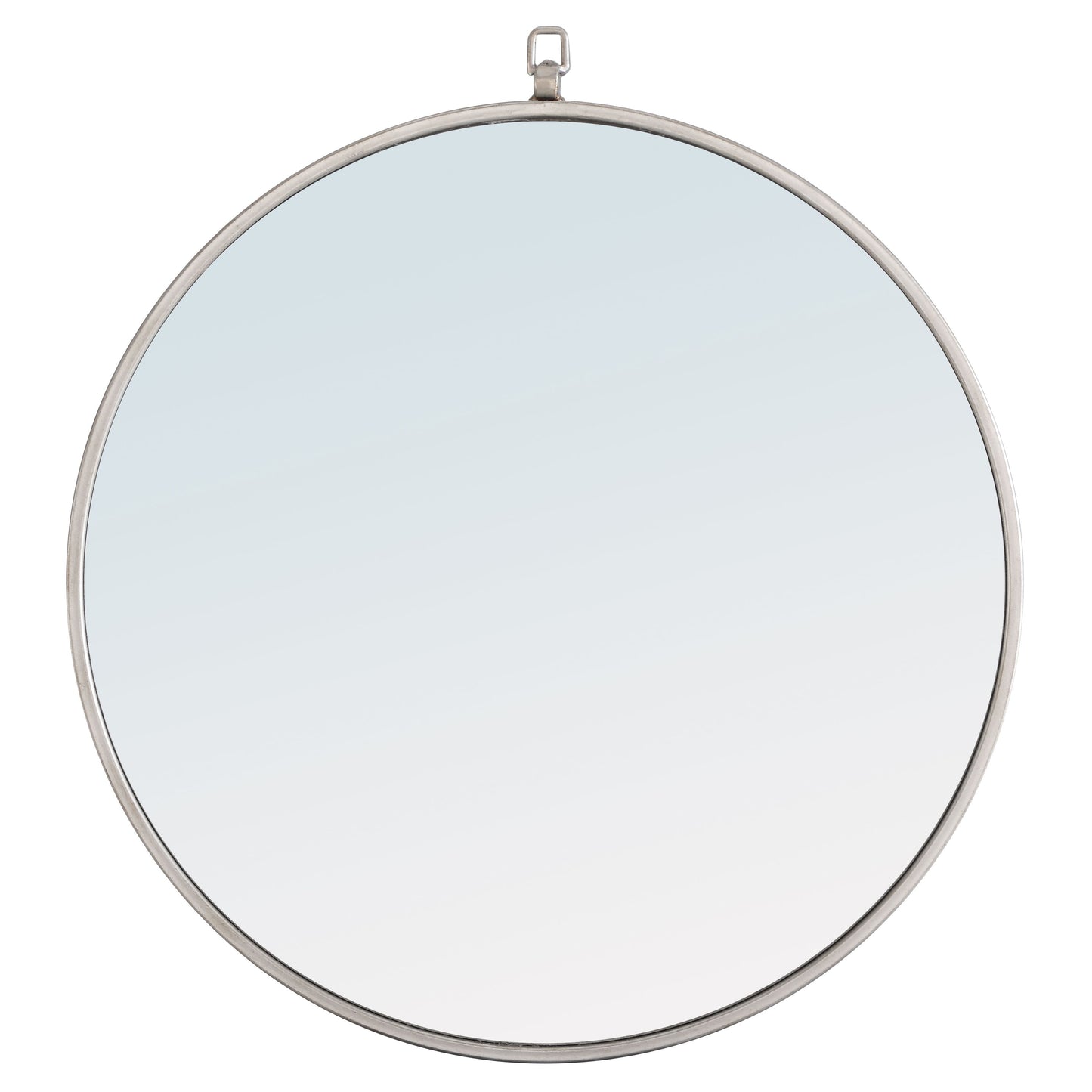 MR4053S Rowan 24" x 24" Metal Framed Round Mirror with Decorative Hook in Silver