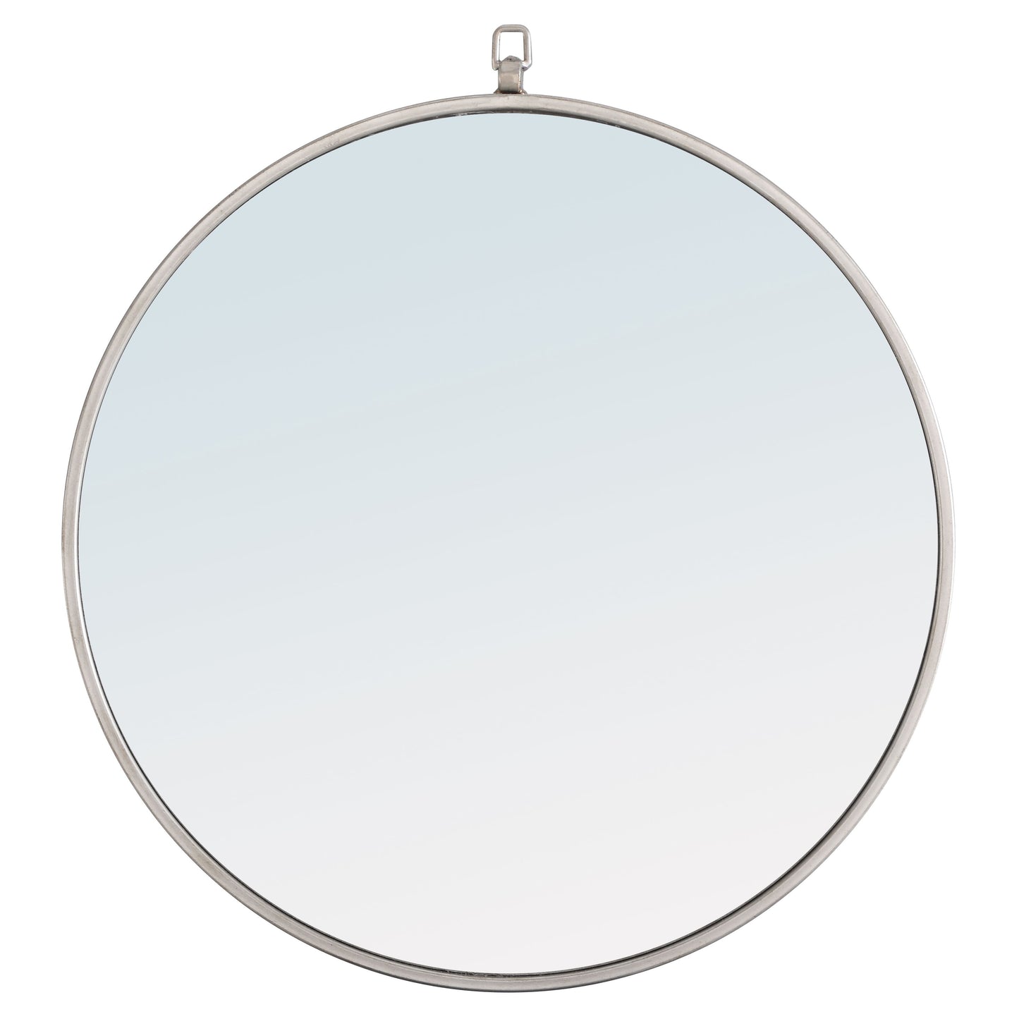 MR4053S Rowan 24" x 24" Metal Framed Round Mirror with Decorative Hook in Silver