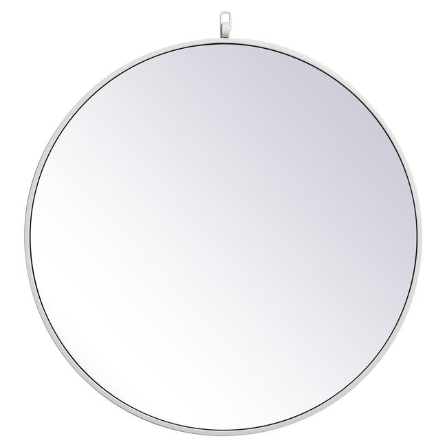 MR4054WH Rowan 28" x 28" Metal Framed Round Mirror with Decorative Hook in White