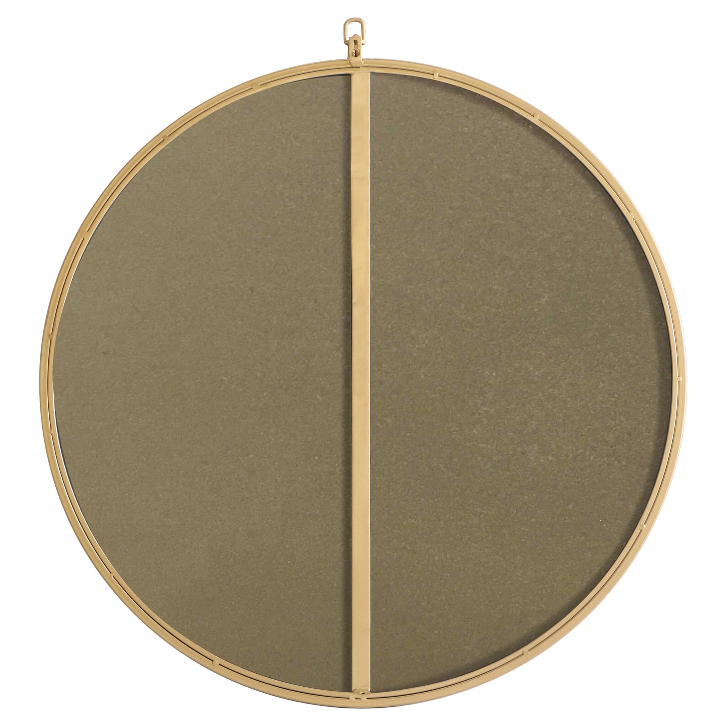 MR4055BR Rowan 28" x 28" Metal Framed Round Mirror with Decorative Hook in Brass