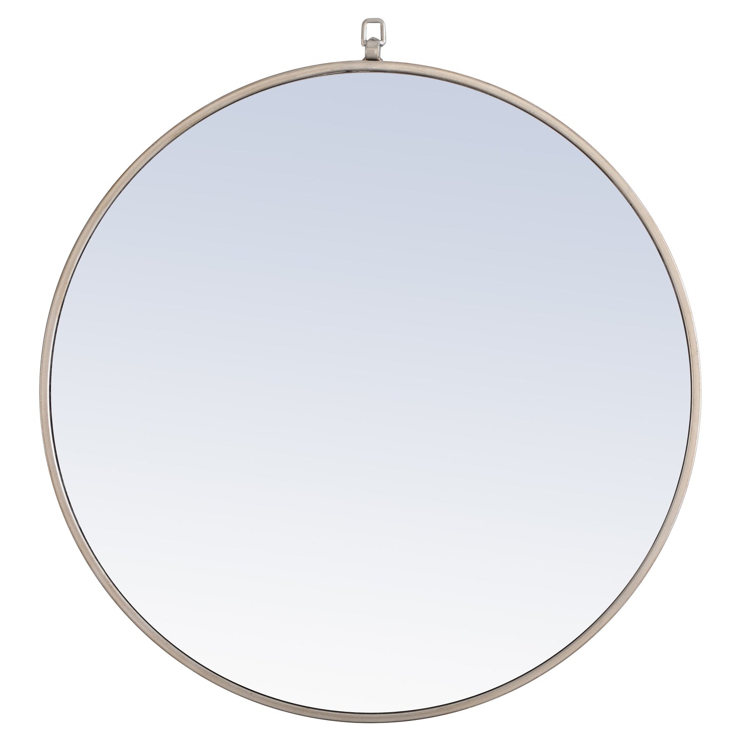 MR4056S Rowan 28" x 28" Metal Framed Round Mirror with Decorative Hook in Silver